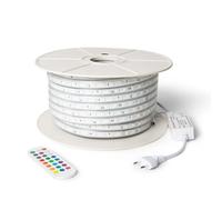 LEDKIA LIGHTING Tira LED RGB 220V SMD 60 LED/m BOBINA 50m 9.5W/m Ancho 14.5mm Corte 100cm IP65 con Mando IR RGB