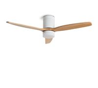 LEDKIA LIGHTING Ventilador de Techo con luz Silencioso DC Leros Madera Clara Mando a Distancia Grande (más de 20 m²) 132 cm Blanco