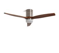 LEDKIA LIGHTING Ventilador de Techo con luz Silencioso DC Leros Madera Oscura Mando a Distancia Grande (más de 20 m²) 132 cm Níquel