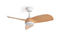 LEDKIA LIGHTING Ventilador de Techo con luz Silencioso DC Poros Evo Madera Mando a Distancia 90 cm Pequeña (hasta 10 m²) Blanco