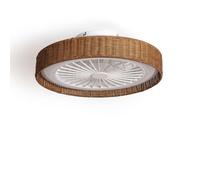 LEDKIA LIGHTING Ventilador de Techo con luz Silencioso DC Ratán Nara Transparente Mando a Distancia Pequeña (hasta 10 m²) 50 cm Marrón