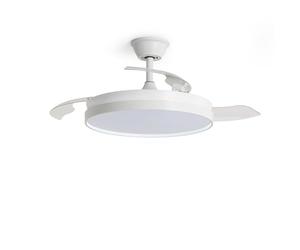 LEDKIA LIGHTING Ventilador de Techo Kaios Blanco con Luz LED CCT 2560 lm; Motor DC 30W Silencioso y Eficiente; Aspas Retráctiles; 6 Velocidades; 106 cm; Mando a Distancia; Salón y Dormitorio 10-20 m²