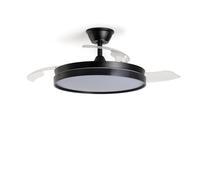 LEDKIA LIGHTING Ventilador de Techo Kaios Negro con Luz LED CCT 2560 lm, Motor DC Silencioso 30W, Aspas Retráctiles, 6 Velocidades, 48 dB, 106 cm, Mando, Salón y Dormitorio