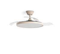 LEDKIA LIGHTING Ventilador de Techo Kleon Beige con Luz LED CCT 2560 lm, Motor DC 15W Silencioso y Eficiente, Aspas Retráctiles, 6 Velocidades, 106 cm, Mando a Distancia, Dormitorio hasta 10 m²