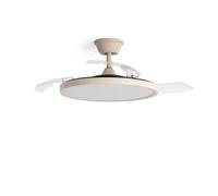 LEDKIA LIGHTING Ventilador de Techo Kleon Beige con Luz LED CCT 2560 lm; Motor DC 15W Silencioso y Eficiente; Aspas Retráctiles; 6 Velocidades; 106 cm; Mando a Distancia; Dormitorio hasta 10 m²