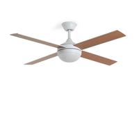 LEDKIA LIGHTING Ventilador de Techo Navy Evo Blanco con Luz LED, Motor DC Silencioso 30W, Aspas de Madera Natural, 6 Velocidades, 132 cm, 48 dB, Mando, Salón Grande