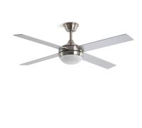 LEDKIA LIGHTING Ventilador de Techo Navy Evo Níquel con Luz Integrada, Motor DC 30W Silencioso y Eficiente, 4 Aspas, 6 Velocidades, 132 cm, Mando a Distancia, Salón y Estancias Grandes >20 m²