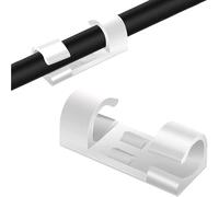LEDKIA Pack 20 Grapas Clip Autoadhesivo Organizador Para Cable Ø 8mm Transp