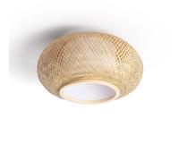 LEDKIA Plafón Circular Bambú Ø400 mm Denia Natural | IP20 Interior | Lámpara de techo decorativa natural estilo boho para salón; comedor y dormitorio
