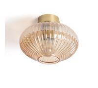 LEDKIA LIGHTING Plafón de Techo Metal y Cristal Basile para Cocina, Comedor, Habitación Ámbar