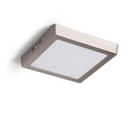 LEDKIA Plafón LED 18W Cuadrado Metal 225x225 mm Silver 3000K Blanco Cálido
