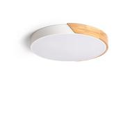 LEDKIA Plafón LED 24W Circular Madera y Aluminio Ø418 mm CCT Seleccionable | Ideal para Cocina, Comedor, Habitación