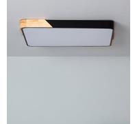 LEDKIA Plafón LED 30W Rectangular Madera y Aluminio 625x425 mm CCT Seleccio | 625x425 mm | Iluminación 2400 lm | Negro, Metal, Madera