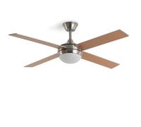 LEDKIA Ventilador de Techo con luz Silencioso DC aspas de madera Navy Evo M | Luz LED; Motor DC Silencioso 30W; 4 Aspas; 6 Velocidades; 132 cm; Mando; Salón y Estancias Grandes