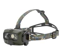 Ledlenser HF8R Core RGB - Linterna de cabeza de pesca recargable, camuflaje, 1600 lm, 8 modos, incluyendo luz LED roja, verde, azul, hasta 90 horas de funcionamiento, enfoque ajustable, impermeable,