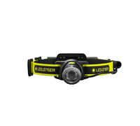 Ledlenser Linterna frontal LED profesional iH8R,incluye soporte para casco y funda para cinturón, 600 lúmenes,batería de litio 18650, recargable, duración de 120h, luz trasera roja, cable carga USB