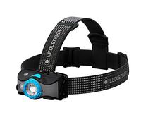 Ledlenser Linterna frontal LED para exteriores MH7, negro/azul, recargable con batería, 600 lúmenes, enfocable, duración lumínica de hasta 60h, luz roja, con 2 pilas AA, bloqueo de transporte