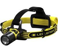 Linterna frontal LED robusta para taller Ledlenser EXH8, enfocable, funcionamiento con 3 pilas AA, protegida contra explosiones zona EX 0/20, 180lm, impermeable IP68, 120 m de haz de luz, Headlamp