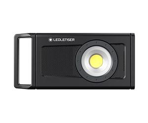 Ledlenser Proyector de construcción LED iF4R music, recargable, inalámbrico, IP54, 2500 lúmenes, altavoz Bluetooth, soporte flexible con imán, soporte para trípode, luz de proyector