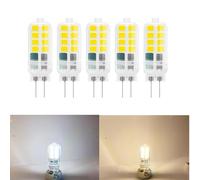 LEDLOCLB G4 led pequeno farol de maiz AC/DC12V 3W 2835 no estroboscopio farol esfera remplazable lampara halogen 12V-3W5PCS Blanco-Transparente