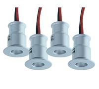 LEDLUX 4 mini focos LED empotrables, 12 V, 1 W, 100 lúmenes, ángulo de luz estrecho 30 °, agujero 15 mm, diámetro 20 x 25 mm (plata, blanco neutro 4000 K)