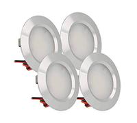LEDLUX 4 Piezas Mini Led Downlight Redondo Delgado 3W DC 12V 24V Agujero 50mm Para Luces Cocina Baño Camper (Plata, 4500K)