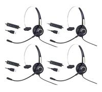 LEDLUX 4 unidades auriculares monoaural con USB micrófono auricular profesional para PC portátil empresarial oficina Call Center Skype uso empresarial