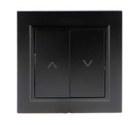 Ledme - Pulsador doble para persianas automáticas 10A, 100-250V AC, IP20, marco individual, material PC, 84 x 84 x 40 mm, negro, EP-27-B