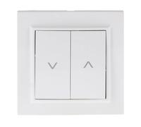 Ledme - Pulsador doble para persianas automáticas 10A, 100-250V AC, IP20, marco individual, material PC, 84 x 84 x 40 mm, blanco, EP-27-W