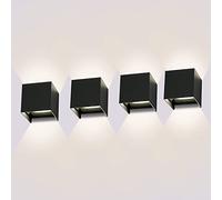 ledmo 4 Piezas 12W Aplique Pared Exterior/Interior Blanco neutro 4000k Aplique de Pared Ángulo de haz Ajustable IP65 Impermeable Negro