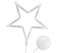 Ledmomo Iluminación navideña: estrella de 5 puntas, luz de ventana con ventosa y pilas para decoración navideña (luz blanca cálida)