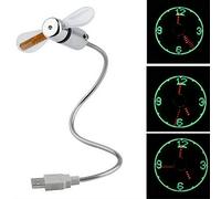 LEDMOMO USB LED Fan Clock, ventilador portátil, mini USB de cuello de cisne para ordenador portátil y PC