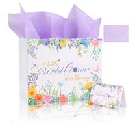 Lednica A Little Wildflower Is on the Way Adorable bolsa de mariposa con papel de regalo y sobre de tarjeta en diseño floral, perfecta para suministros de fiesta de cumpleaños, bolsas para ella