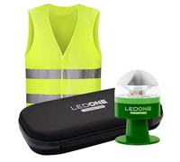 LEDONE Connected + Chaleco - Luz Emergencia Coche Homologado DGT Obligatoria a partir de 2026, Baliza V16 Homologada DGT con Geolocalizador, eSim y Datos pagados hasta 2038, V16 con Geolocalización.
