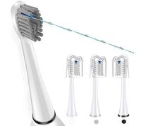 LEDOSAKO Cabezales de repuesto para cepillo de dientes, compatibles con WaterPick Sonic Fusion y Sonic Fusion 2.0, 3 unidades, con cubiertas Cyrstal (tamaño completo, blanco)
