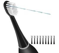 LEDOSAKO Cabezales de repuesto para cepillo de dientes Water-Pik Sonic Fusion y Sonic Fusion 2.0, SF01, SF02, SF03 y SF04, cerdas transparentes, forma original con cubiertas de cristal (negro, 9