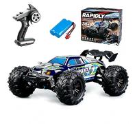 Ledovan Coche teledirigido, 1:16, 50 km/h, coche teledirigido, 4WD All Terrain Off-Road, 2,4 GHz Monster truck mando a distancia para adultos, cepillo de carbón, motor, azul, 1 pilas