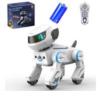 Ledovan Robot perro niños juguete teledirigido para niños de 3 a 12 años, tacto interactivo, perro robótico, cantar y bailar inteligente, programación de parada de manos (blanco)