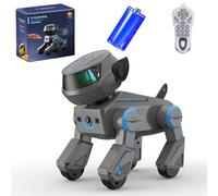 Ledovan Robot perro niños juguete teledirigido para niños de 3 a 12 años, tacto interactivo, perro robótico, cantar y bailar inteligente, programación de parada de manos (gris)