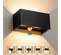 Ledronix 24W LED Aplique Pared Exterior con Sensor de Movimiento, 3000K 2400Lm Lampara Exterior LED, IP65 Impermeable Apliques Exterior, Blanco cálido, Ángulo de haz Ajustable, Aluminio (Negro)
