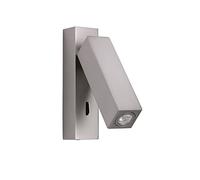 LEDS·C4 Luz de Lectura LED 3W 3000K Níquel Satinado, Iluminación de Pared Interior, 108 Lúmenes, Diseño Moderno, Ideal para Dormitorio y Oficina