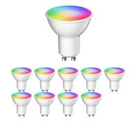 ledscom.de 10 bombillas GU10 LED RGB, PAR16, blanco cálido - blanco frío (2900-6200 K), 5,5 W, 473lm, 103°, Smart Home, WLAN, Alexa, mate