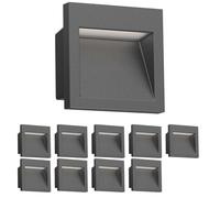 ledscom.de 10 LED aplique empotrable NOLA, downlight para exteriores, IP54, antracita mate, 90 x 90mm, blanco cálido