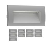 ledscom.de 10 LED aplique empotrable ZIBAL, downlight para exteriores, IP65, gris mate, 140 x 70mm, 3,3 W, 209lm, blanco cálido