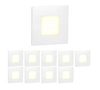 ledscom.de 10 LED luz de escalera/luz de pared empotrada FEX para interior y exterior, angular, 85 x 85mm, blanco cálido