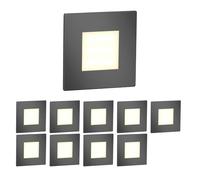 ledscom.de 10 LED luz de escalera/luz empotrada de pared FEX para interior y exterior, angular, antracita, 85 x 85mm, blanco cálido