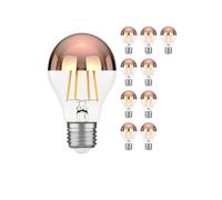 ledscom.de 10 piezas bombilla LED E27, A60, blanco cálido (2600 K), 7,5 W, 839lm, espejo de cabeza (oro rosa)
