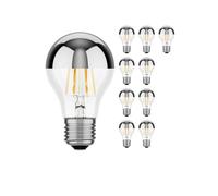 ledscom.de 10 piezas bombilla LED E27, A60, blanco cálido (2700 K), 6 W, 667lm, espejo de cabeza (plateado)