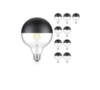ledscom.de 10 piezas bombilla LED E27, G125, blanco cálido (2700 K), 6,7 W, 660lm, espejo de cabeza (negro)