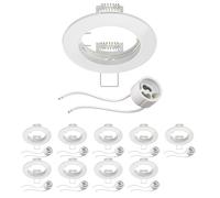 ledscom.de 10 piezas Marco empotrable de techo Circ Marco empotrable de aluminio blanco (LED/Halógeno/GU10/MR16/PAR16/50mm) incl. casquillo GU10